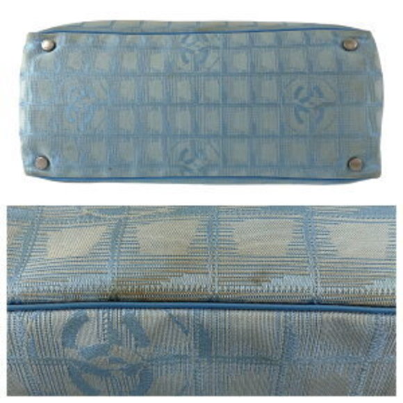 CHANEL Travel Line Blue Nylon Leather Tote Bag Neutra - Picture 6 of 9